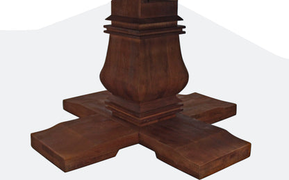58" Brown Solid Wood Pedestal Base Round Top Dining Table