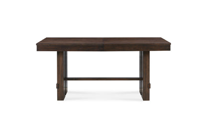84" Dark Brown Wood Self-Storing Leaf Trestle Base Extension Dining Table