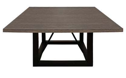 60" Dark Brown and Black Solid Wood and Iron Frame Base Square Dining Table