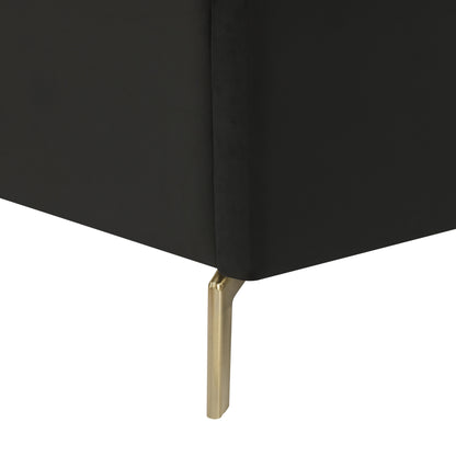 Black Velvet Upholstered Queen Bed Frame