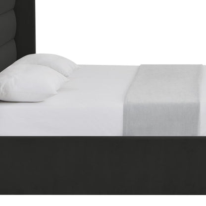 Black Velvet Upholstered Queen Bed Frame