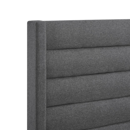 Gray Linen Upholstered King Bed Frame