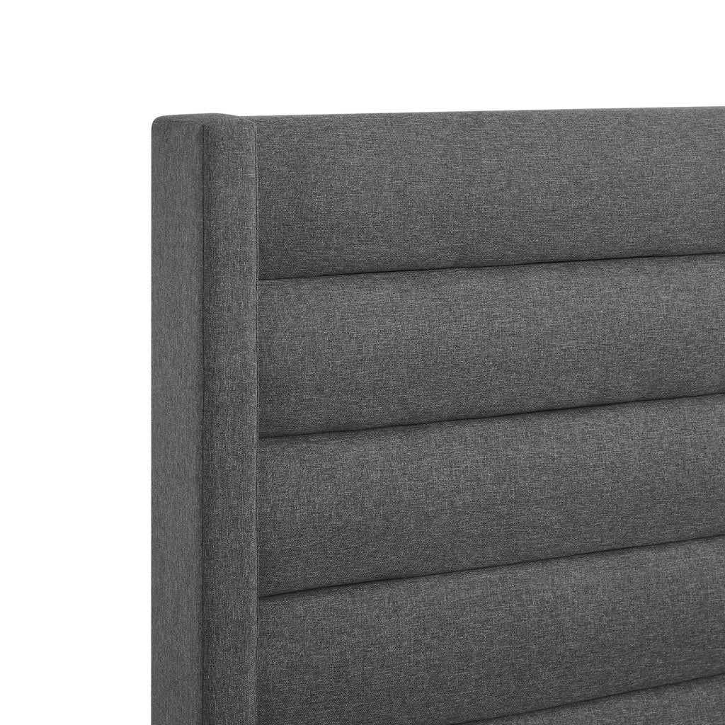 Gray Linen Upholstered Queen Bed Frame