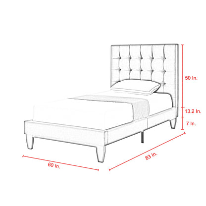 Light Gray Solid Wood Full Tufted Upholstered Linen Bed