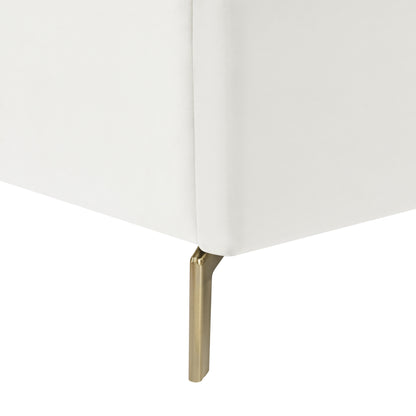 Cream Velvet Upholstered Full Bed Frame