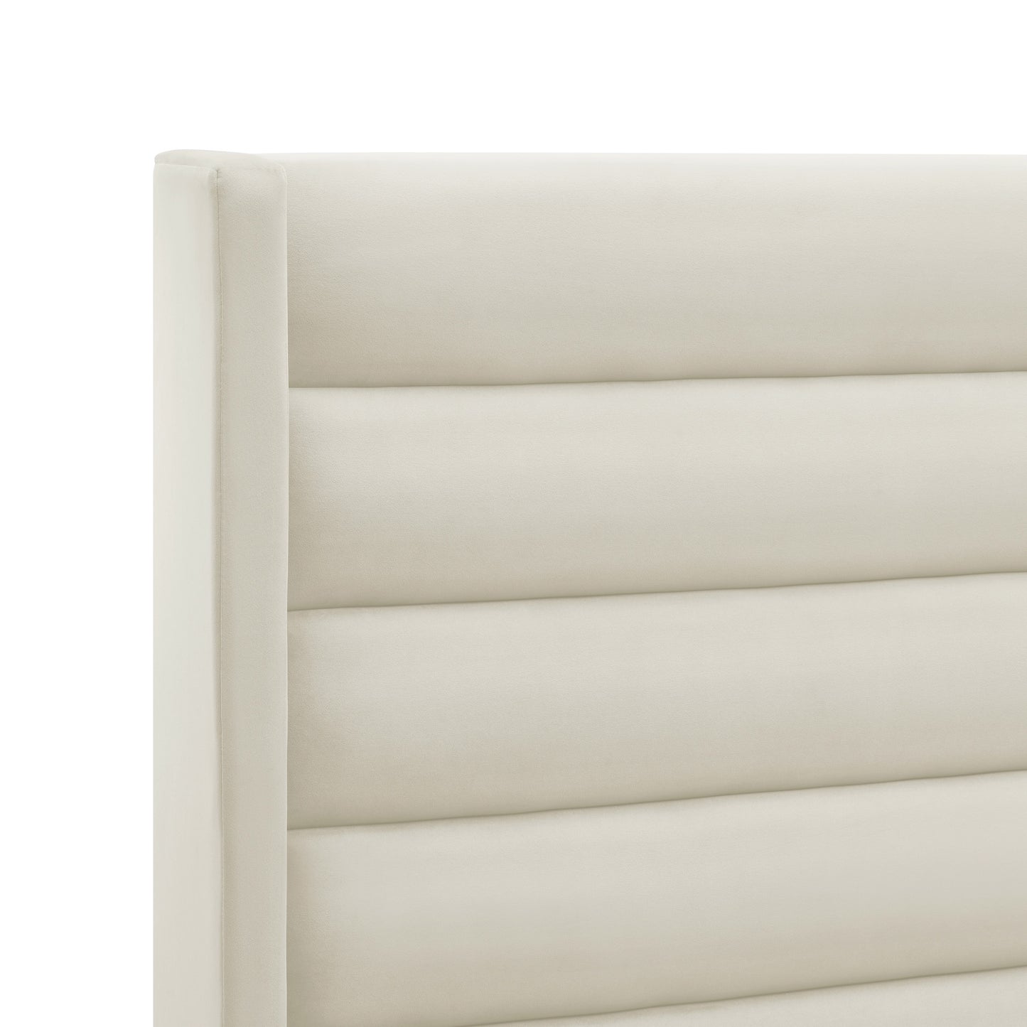 Cream Velvet Upholstered Full Bed Frame