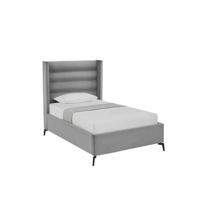 Light Gray Velvet Upholstered Full Bed Frame
