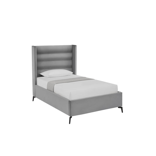 Light Gray Velvet Upholstered Full Bed Frame