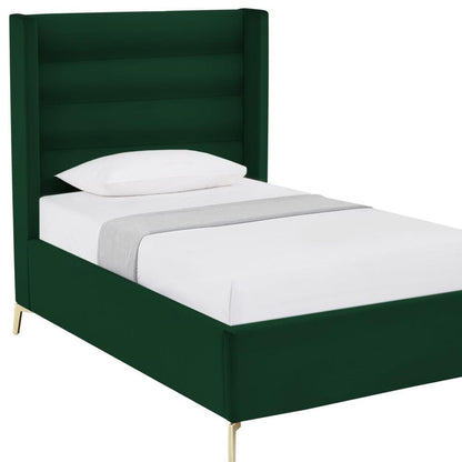 Green Velvet Upholstered Full Bed Frame