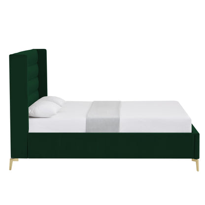 Green Velvet Upholstered Full Bed Frame
