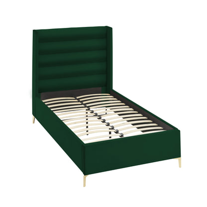 Green Velvet Upholstered Full Bed Frame