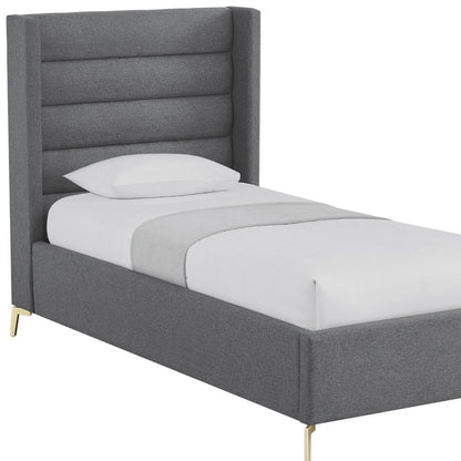 Gray Linen Upholstered Full Bed Frame
