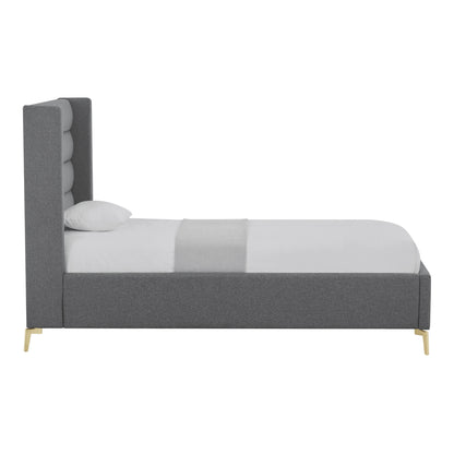 Gray Linen Upholstered Full Bed Frame