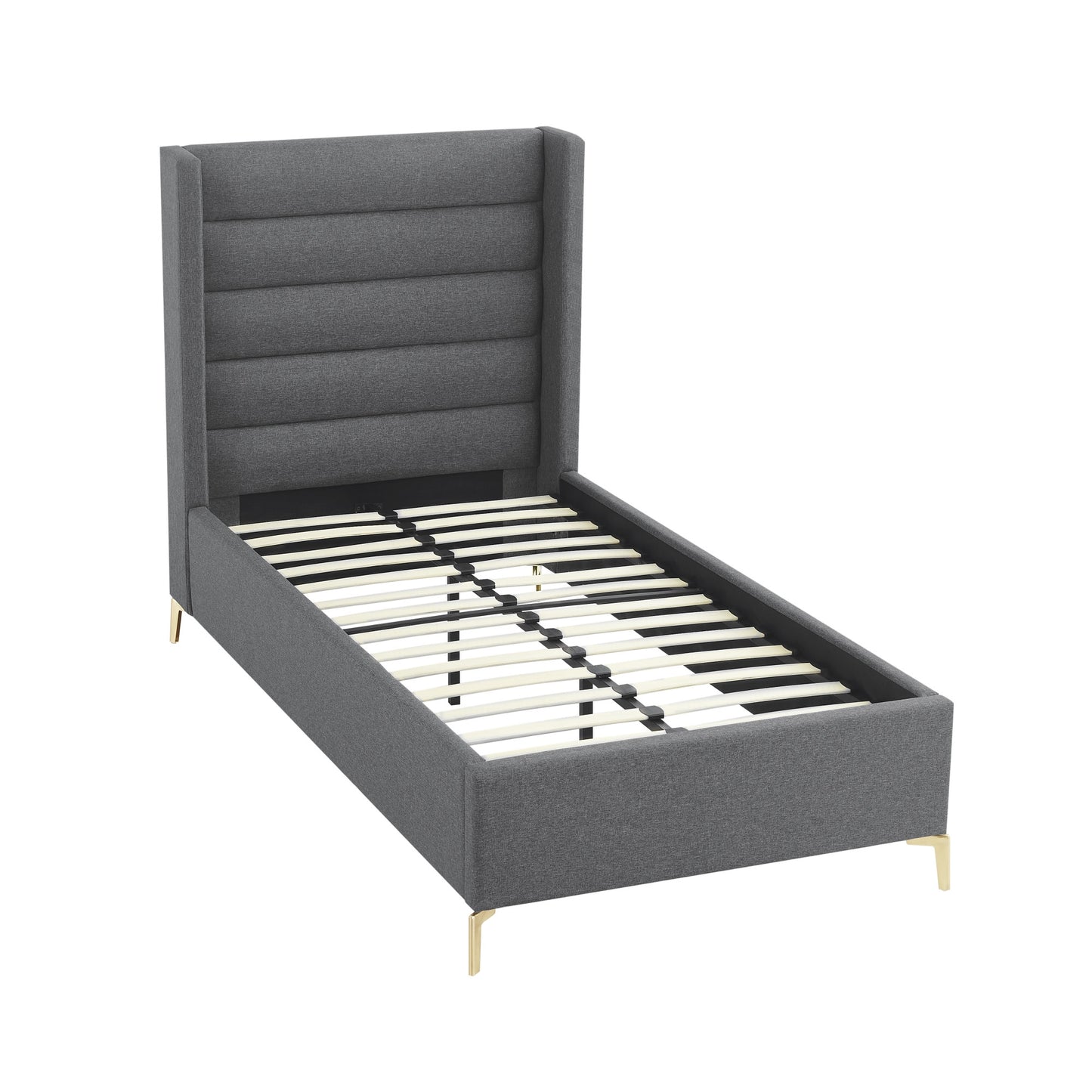 Gray Linen Upholstered Full Bed Frame