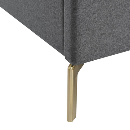 Gray Linen Upholstered Full Bed Frame