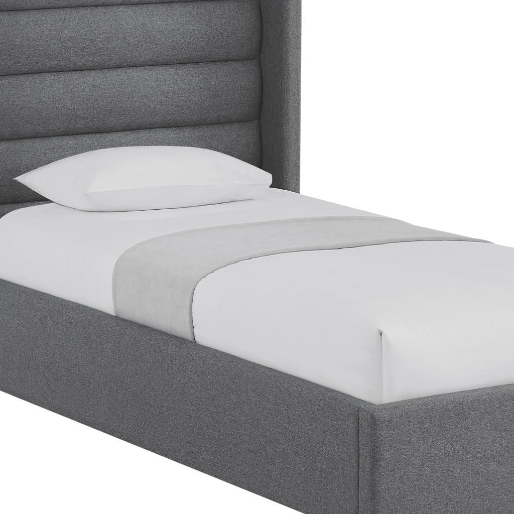 Gray Linen Upholstered Full Bed Frame