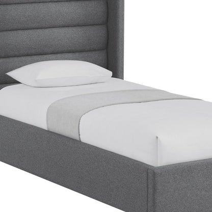 Gray Linen Upholstered Full Bed Frame