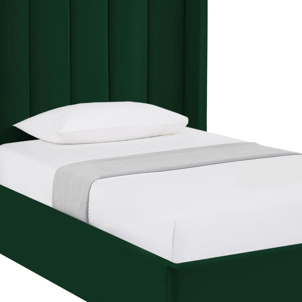 Green Velvet Upholstered Full Bed Frame