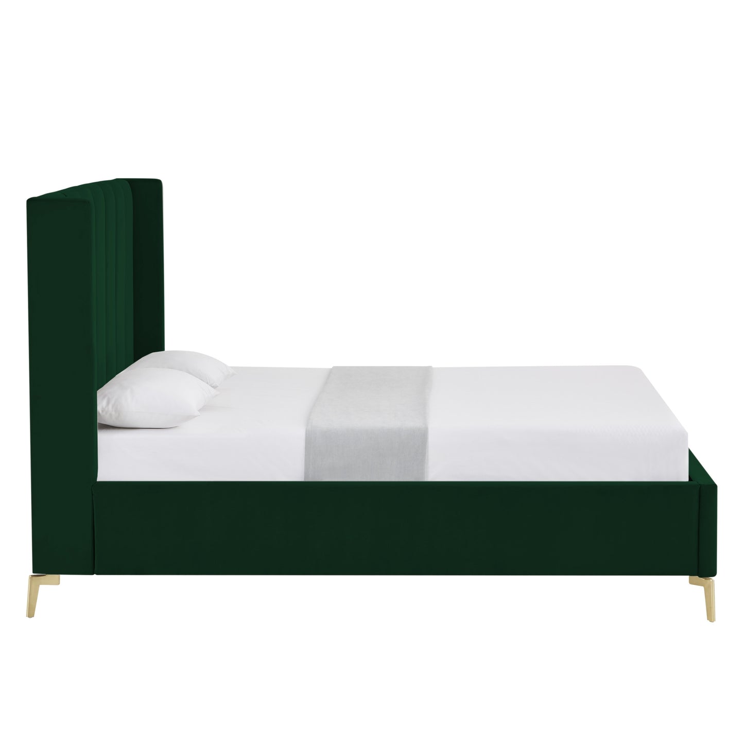 Green Velvet Upholstered Full Bed Frame