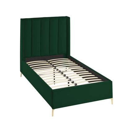 Green Velvet Upholstered Full Bed Frame