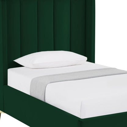 Green Velvet Upholstered Full Bed Frame