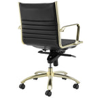 Black and Gold Steel and Faux Leather Adjustable Swivel Rolling Conference Office Chair