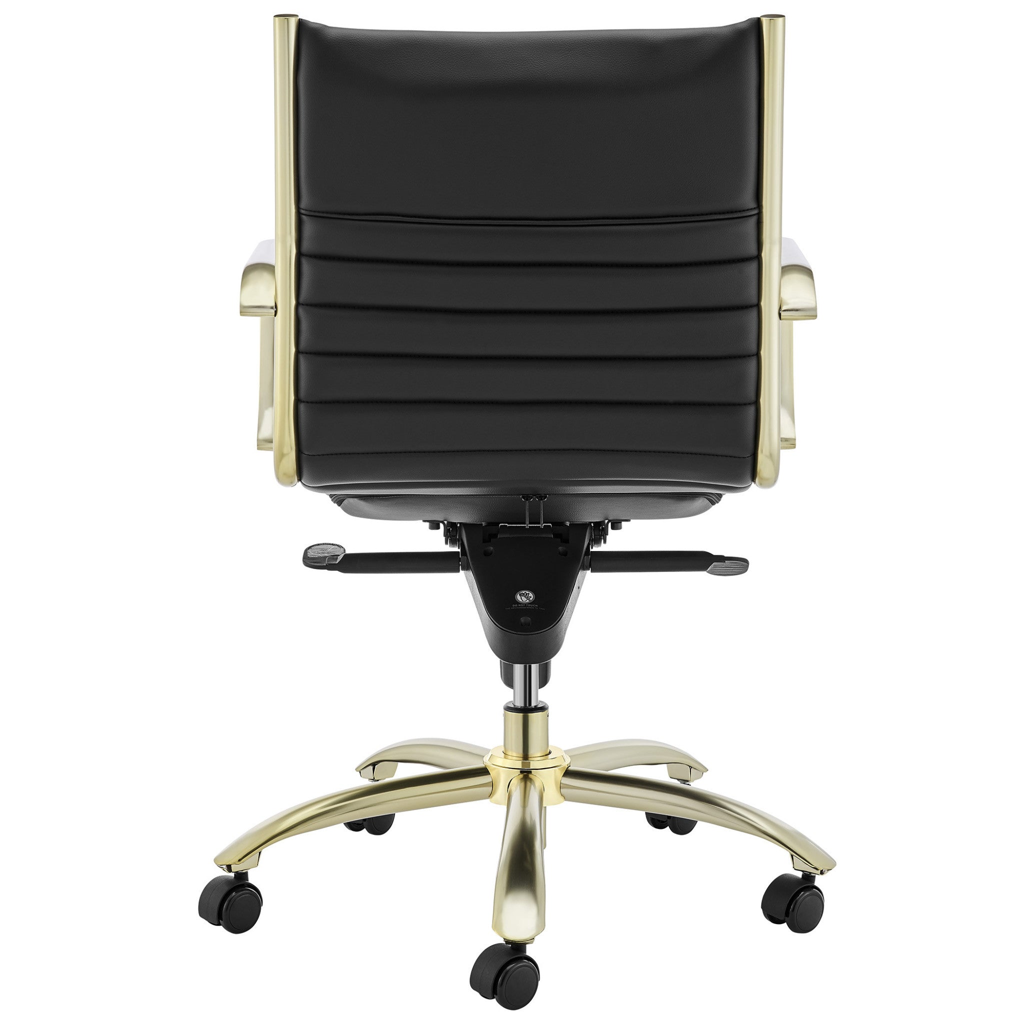 Black and Gold Steel and Faux Leather Adjustable Swivel Rolling Conference Office Chair