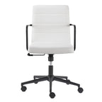 White and Black Steel and Faux Leather Adjustable Swivel Rolling Office Chair