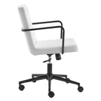 White and Black Steel and Faux Leather Adjustable Swivel Rolling Office Chair