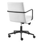 White and Black Steel and Faux Leather Adjustable Swivel Rolling Office Chair