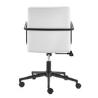 White and Black Steel and Faux Leather Adjustable Swivel Rolling Office Chair