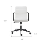 White and Black Steel and Faux Leather Adjustable Swivel Rolling Office Chair