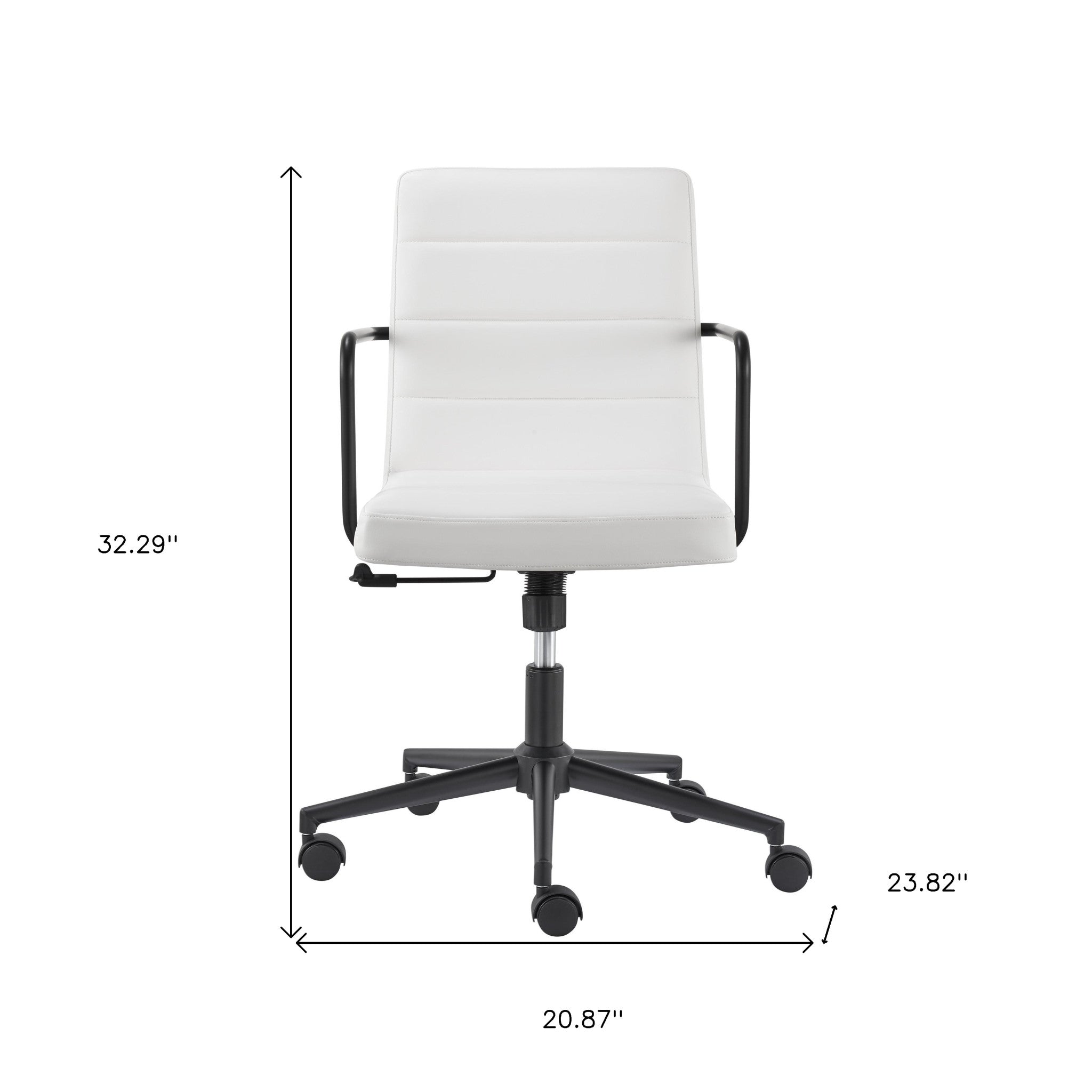 White and Black Steel and Faux Leather Adjustable Swivel Rolling Office Chair