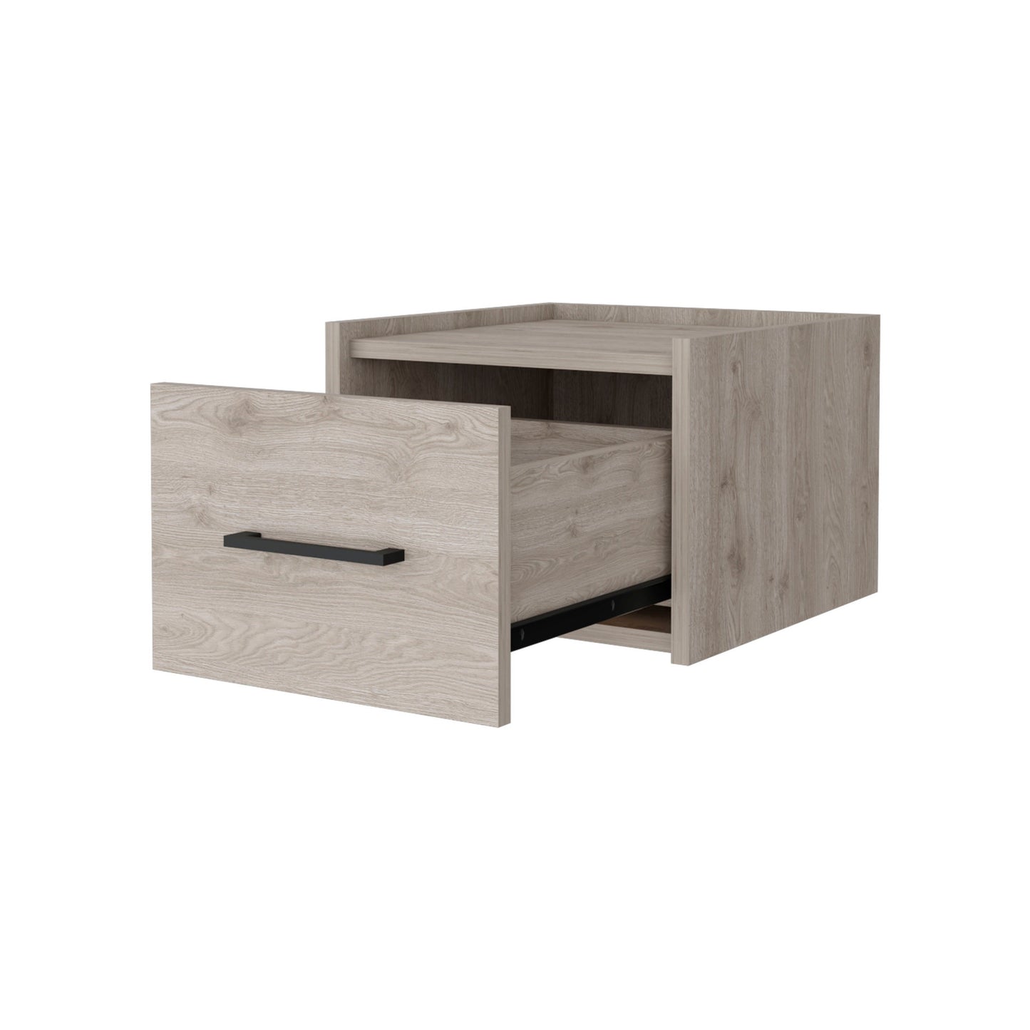 10" Gray Wood One Drawer Floating Nightstand