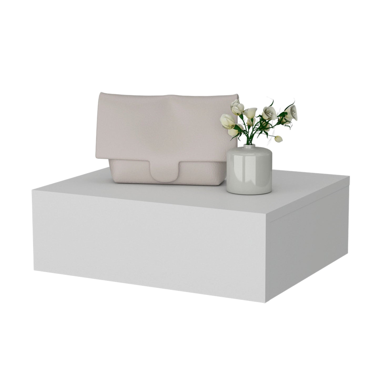 5" White Wood One Drawer Floating Nightstand