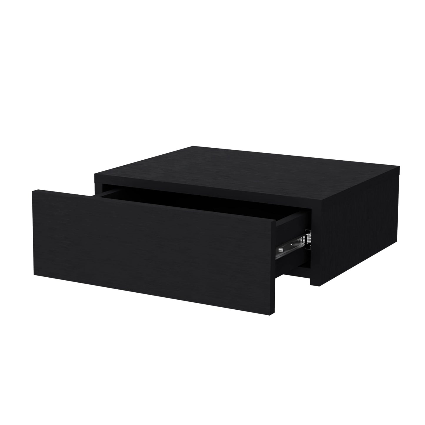 5" Black Wood One Drawer Floating Nightstand