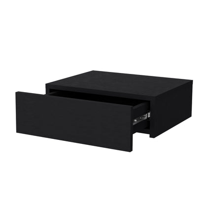 5" Black Wood One Drawer Floating Nightstand