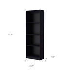71" Black Wood Four Tier Bookcase