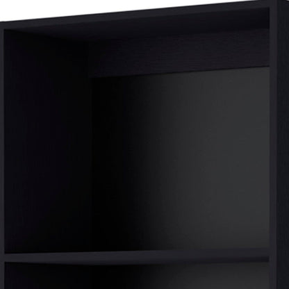 71" Black Wood Four Tier Bookcase