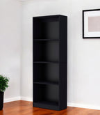 71" Black Wood Four Tier Bookcase