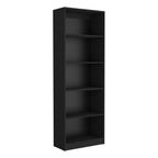 71" Black Wood Five Tier Bookcase