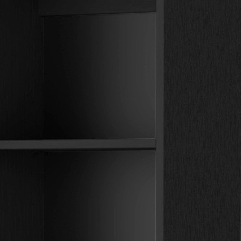 70" Black Wood Five Tier Bookcase
