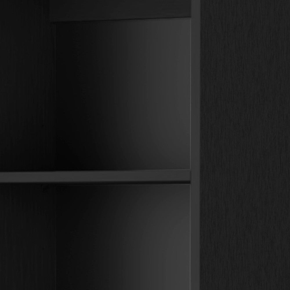 70" Black Wood Five Tier Bookcase