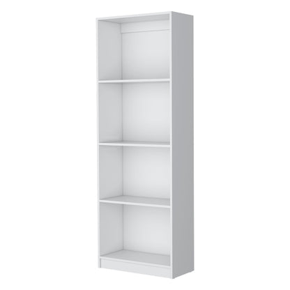 71" White Wood Four Tier Bookcase