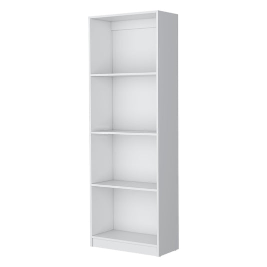71" White Wood Four Tier Bookcase