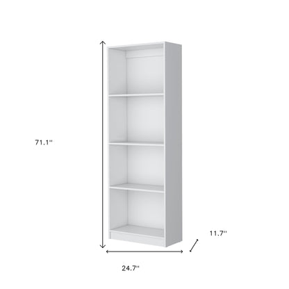 71" White Wood Four Tier Bookcase