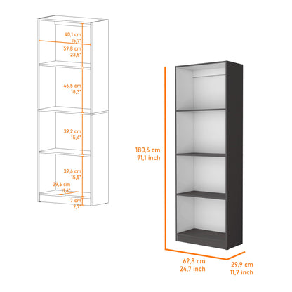 71" Gray And White Wood Four Tier Bookcase