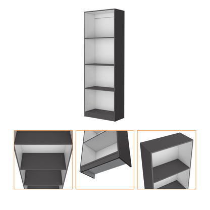 71" Gray And White Wood Four Tier Bookcase