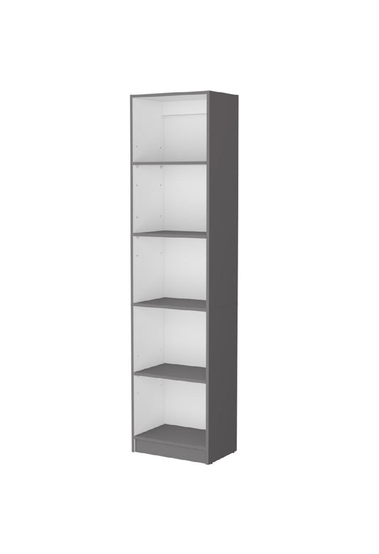 71" Gray And White Wood Five Tier Bookcase
