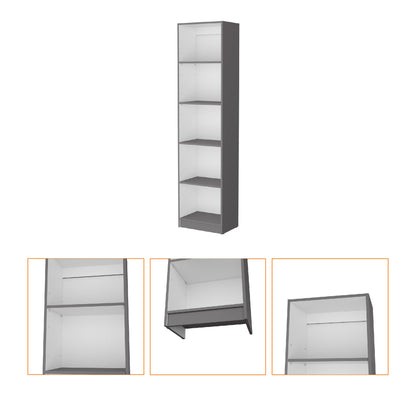71" Gray And White Wood Five Tier Bookcase